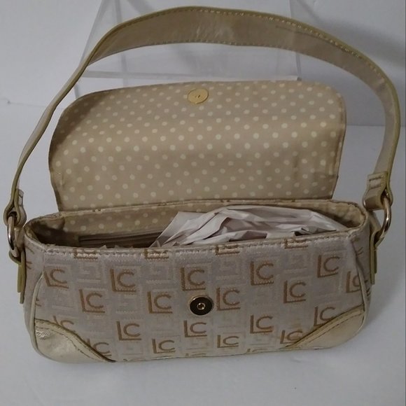 Liz Claiborne Gold Logo Canvas Small Shoulder Bag - Picture 9 of 12